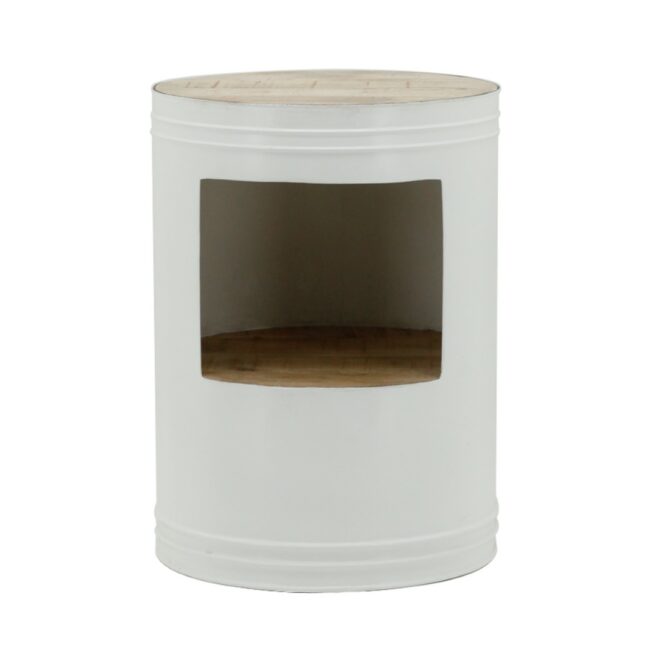 SIDETABLE BARREL WHITE 40X40X55CM