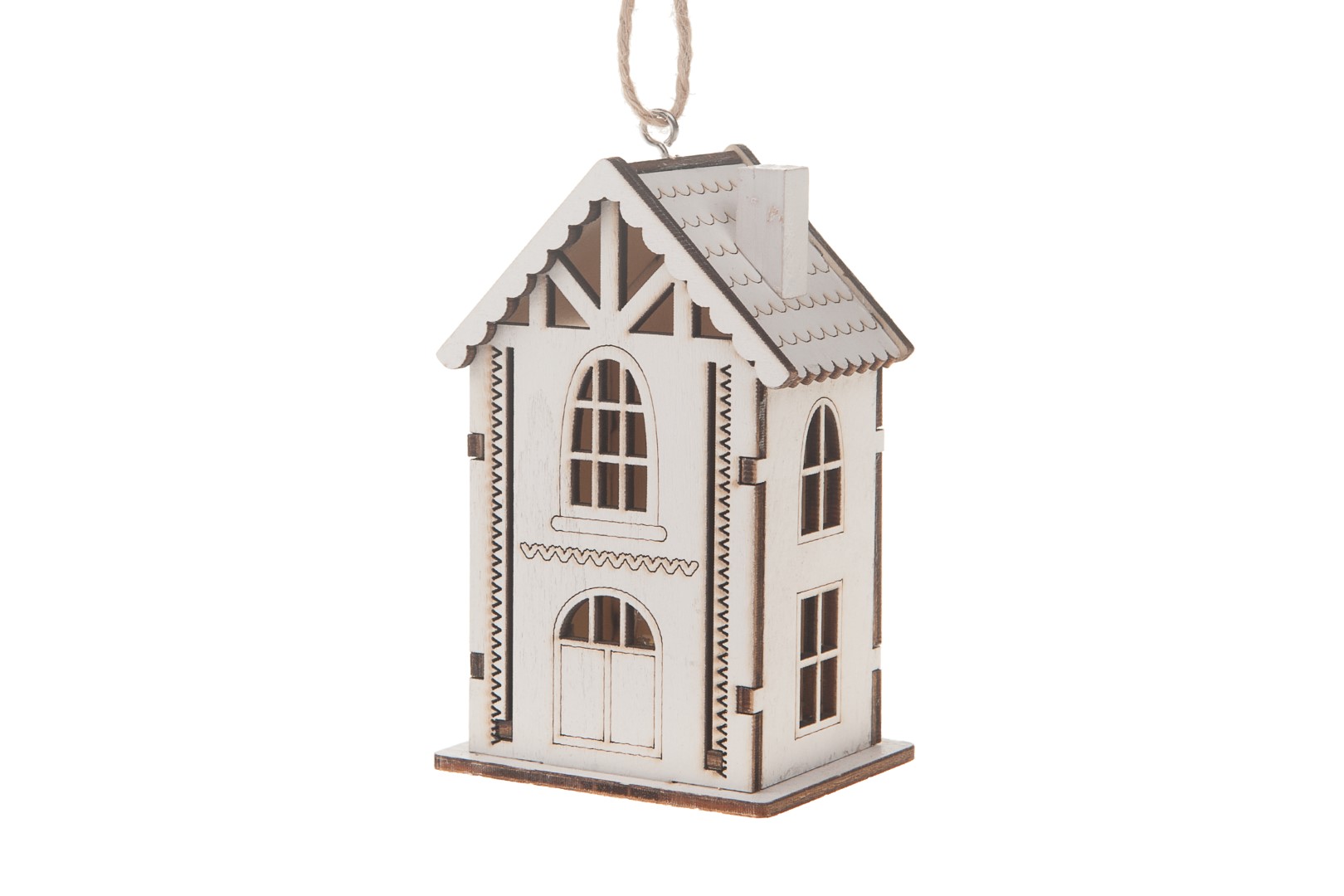 CHRISTMAS WOODEN HOUSE WHITE 6.5X5X10CM