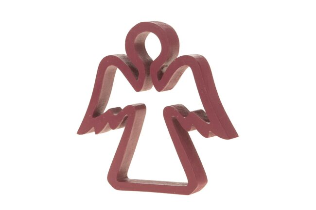 X-MAS WOODEN DARK RED OPEN ANGEL 15X19X2CM