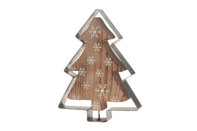 X-MAS WOODEN METAL TREE BROWN 13X3X17CM