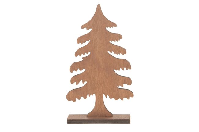 X-MAS WOODEN BROWN TREE 8X3X15CM