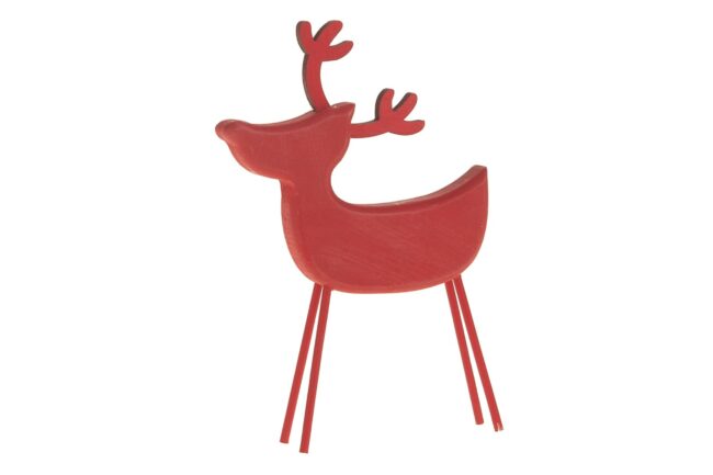 X-MAS WOODEN STAND DEER RED 9.5X1.5X14CM