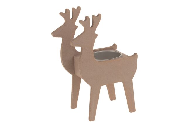 X-MAS WOODEN CANDLE HOLDER DEER 9X6X13CM