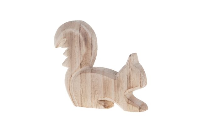 X-MAS WOODEN BROWN SQUIREL 13X10.5X2.5CM
