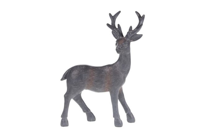 X-MAS POLYRESIN DARK GREY DEER 14X5X22CM