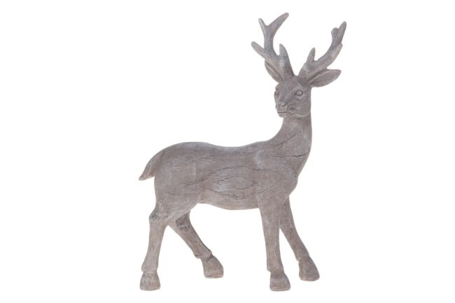 X-MAS POLYRESIN GREY DEER 18X6X27CM