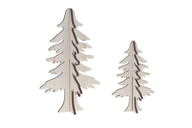 X-MAS WOODEN TREE 3D 8-12X4-5.5CM  - 6 PCS