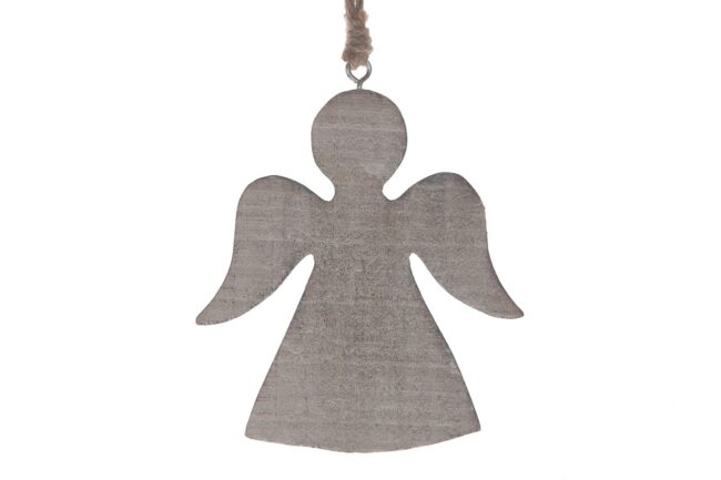 X-MAS WOODEN WHITE HANGER ANGEL 13X1X15CM