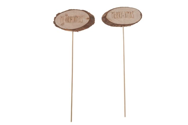 X-MAS WOODEN SLICE MERRY X-MAS O/ST NATURAL 11X6/30CM 3 PCS
