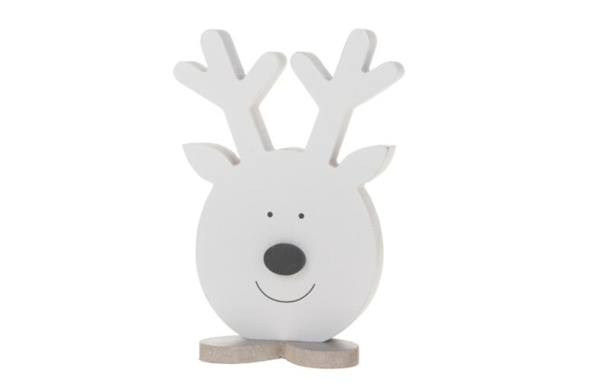 X-MAS WOODEN WHITE DEER HEAD STAND 12X4X17CM