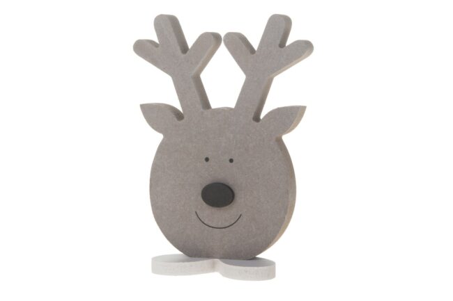 X-MAS WOODEN STAND WITH BROWN DEER HEAD 12X4X17CM