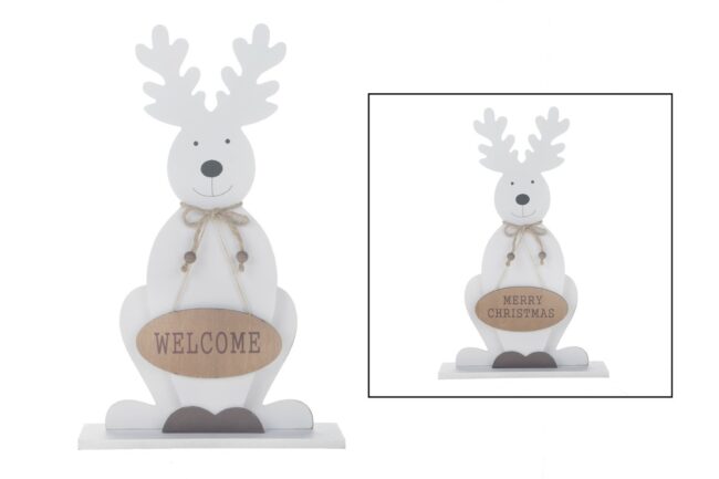 X-MAS WOODEN WHITE DEER STAND