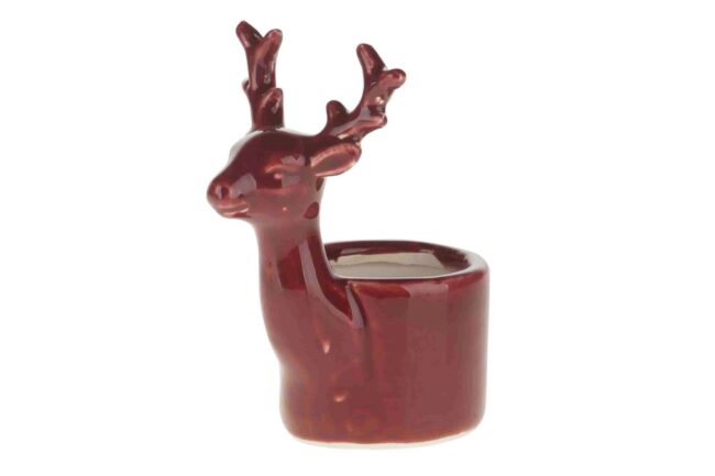 X-MAS CERAMIC DEER CANDLE HOLDER 10X7.5X12CM