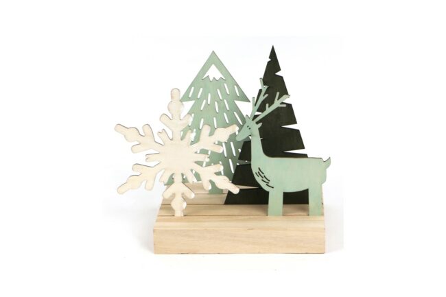 X-MAS WOODEN WINTER SCENE ON FOOT 7X9X2.5CM