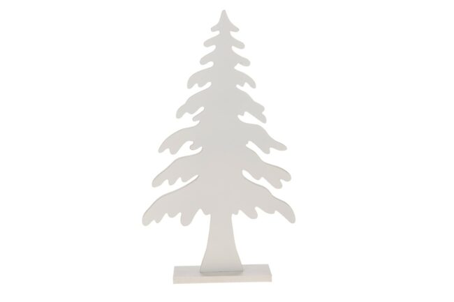 X-MAS WOODEN TREE WHITE 24.5X6X47CM