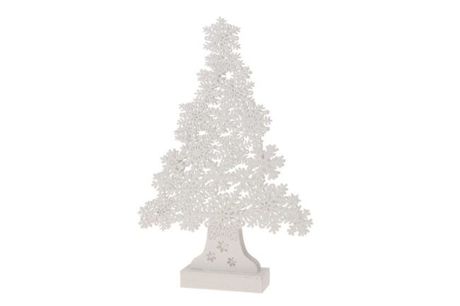 X-MAS WOODEN WHITE TREE WITH LIGHTS 32.5X6X47.5CM