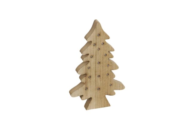 X-MAS WOODEN TREE WITH LIGHTS 28X3X29CM
