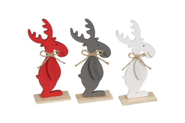 X-MAS WOODEN DEER MIX 6X3X15CM 3PCS