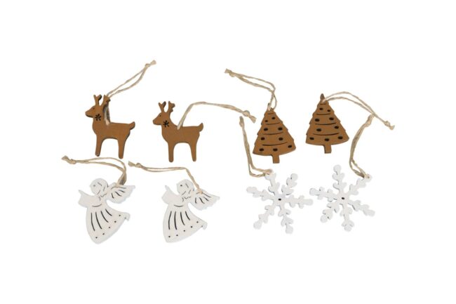 X-MAS WOODEN HANGER 4.5X6X0.4CM 8PCS