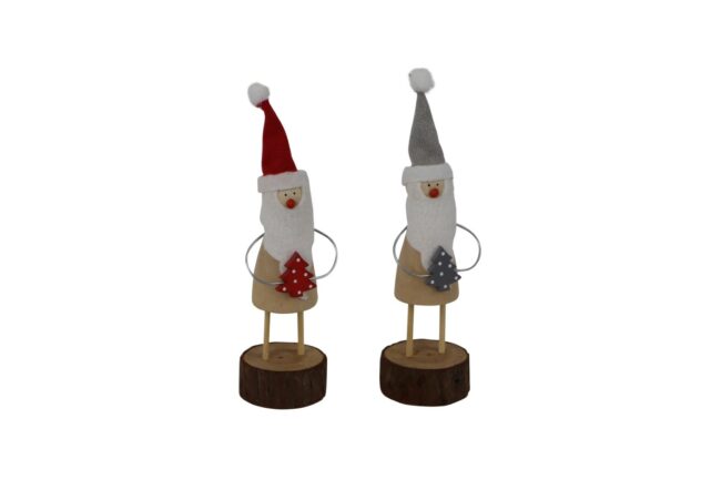 X-MAS WOODEN SANTA DECOR 5X5X20CM ASSORTED