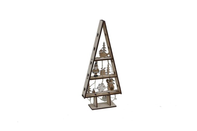 X-MAS WOODEN TREE WITH LIGHT 16X5.5X36CM