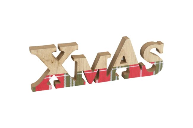 X-MAS WOODEN WORD 'XMAS' MULTI 43X2.5X14CM