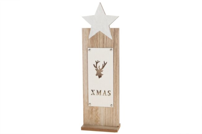 X-MAS WOODEN STAND WITH LIGHT 11X6X38CM