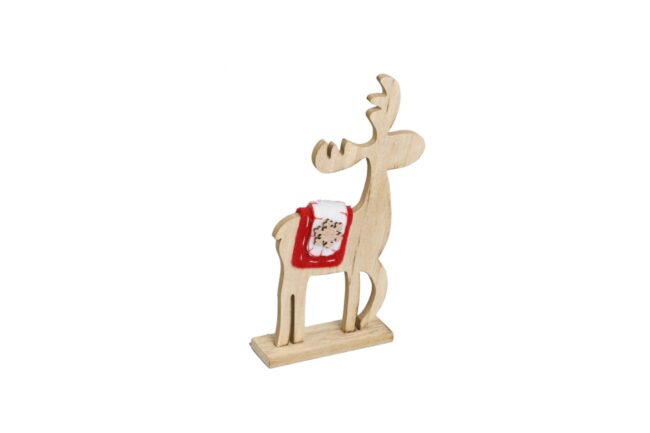 X-MAS WOODEN DEER 14.5X4X26CM