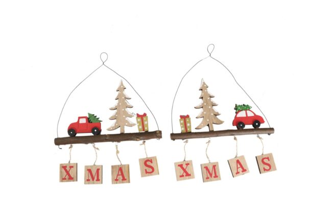 X-MAS WOODEN XMAS HANG  22.5X30X2CM (ASSORTED 2)