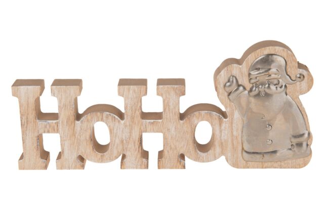 X-MAS WOODEN WORD "HO HO" 25X2X9.5CM
