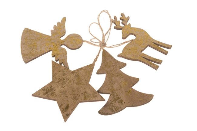 X-MAS WOODEN HANGERS 7-11.7X0.5X10.5-12CM  - 4 PCS