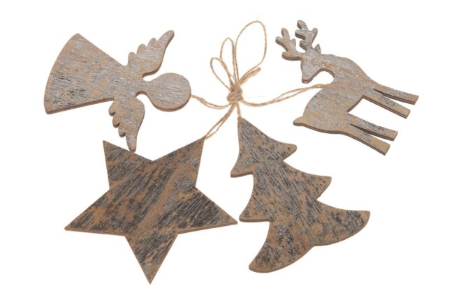 X-MAS WOODEN  HANGERS 7-11.7X0.5X10.5-12CM 4PCS