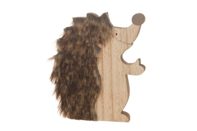 X-MAS WOODEN HEDGEH FAKE FUR 19X2X22CM