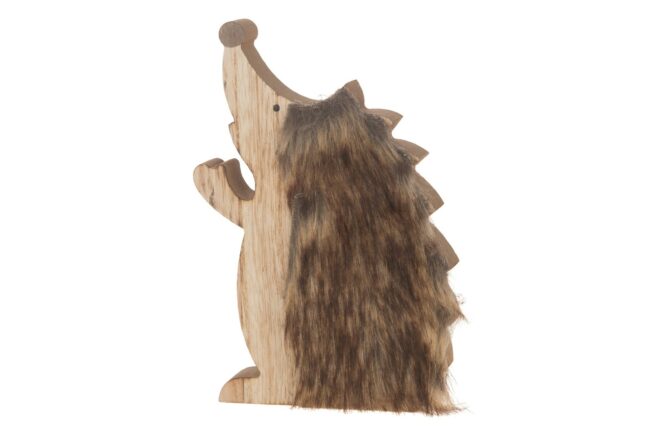 X-MAS WOODEN HEDGHOG WITH FUR 11X2X12.5CM