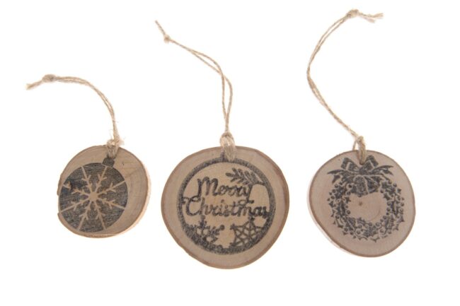 X-MAS WOOD SLICE NATURAL 5-7CM XMAS2 12PCS