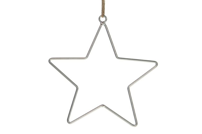 X-MAS HANGING STAR METAL SILVER 20CM