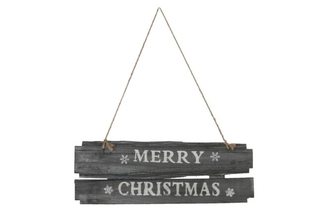 X-MAS HANGING WOOD MERRY XMAS GREY 58x20x2cm