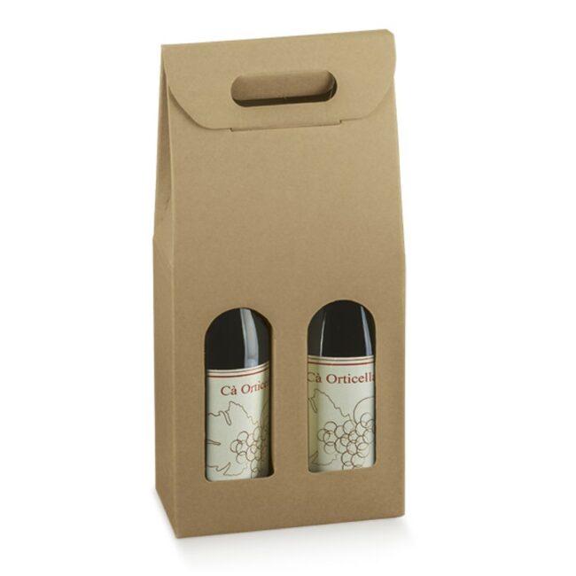 SCATOLA 2 BOTTIGLIE CON FINESTRA ONDA AVANA 180X90X385MM