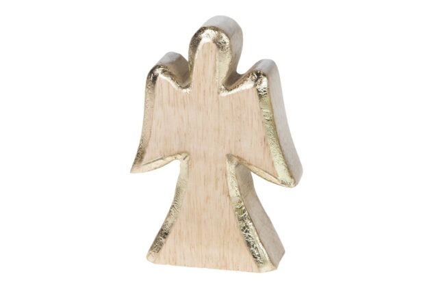 X-MAS ANGEL MANGO WOOD GOLD  10X2.5X10CM