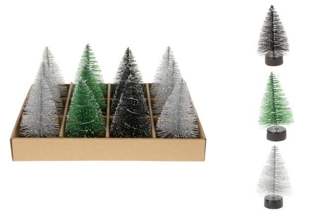 X-MAS TREE WITH LIGHTS 7X7X13CM (ASSORTED 3)