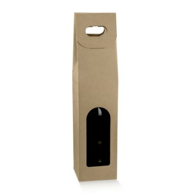 SCATOLA 1 BOTTIGLIE CON MANIGLIA ONDA AVANA 90X90X385MM