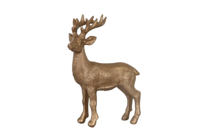 X-MAS DEER POLYRESIN COPPER 14X4.5X21CM