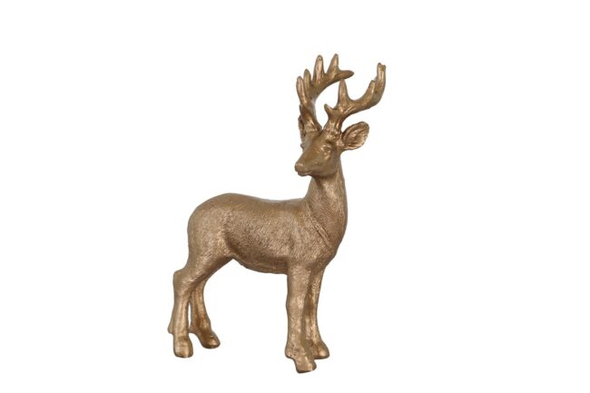 X-MAS DEER POLYRESIN COPPER 11X4X17.5CM