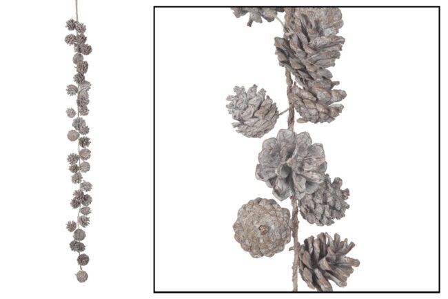 X-MAS PINECONE ROUND GARLAND WHITE-WASH 100CM