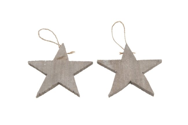 X-MAS WOOD STAR  ROPE NATURAL 15CM - 10 PCS