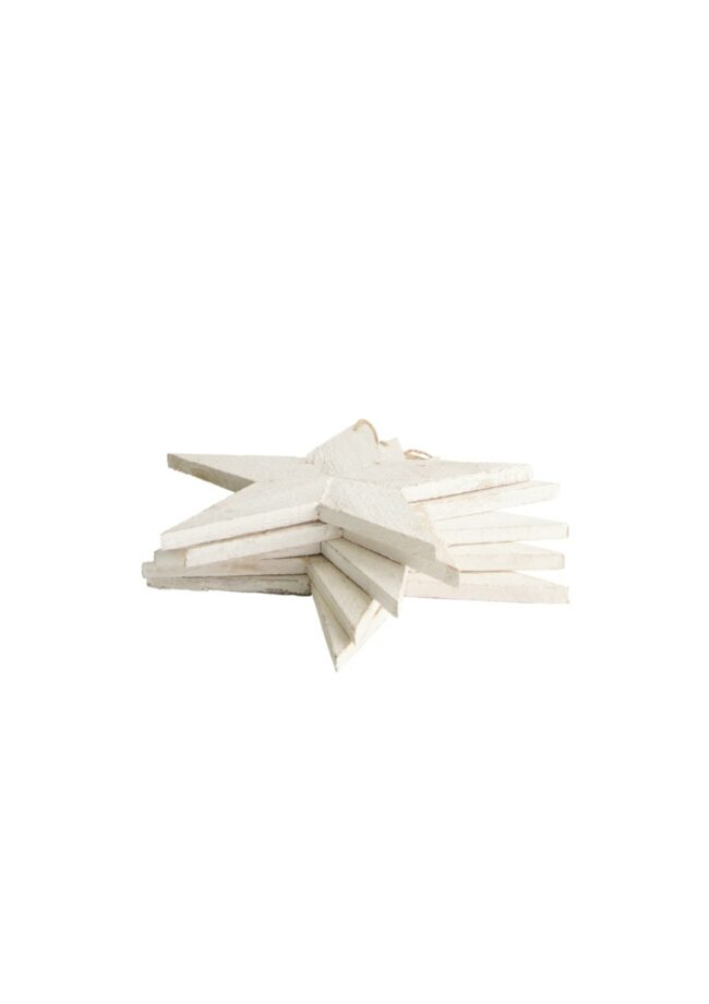X-MAS WOOD STAR WHITE 25CM  - 5 PCS