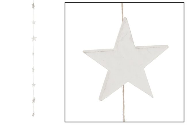 X-MAS WOOD STAR GARLAND WHITE 200CM