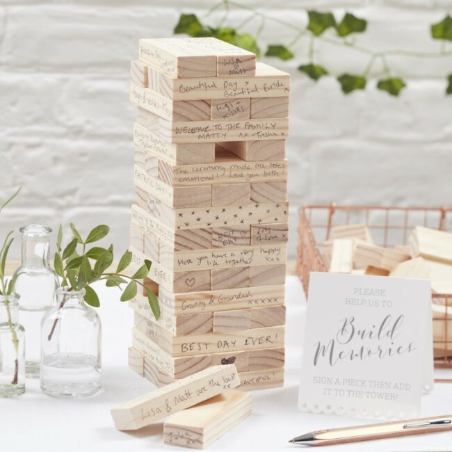 WOODEN BUILDING BLOCKS WEDDING GUEST BOOK ALTERNATIVE - Image 3