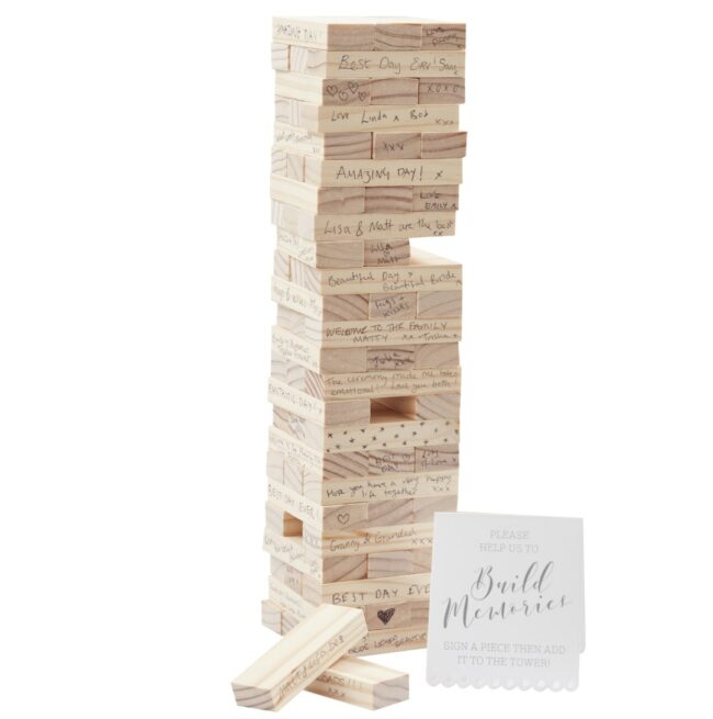 WOODEN BUILDING BLOCKS WEDDING GUEST BOOK ALTERNATIVE