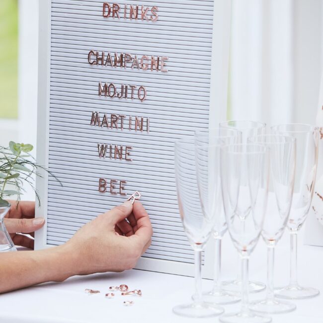 LARGE WHITE LETTER PEG BOARD WITH COPPER LETTERS - Image 3